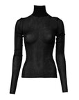 Dolce & Gabbana Black Knit Long Sleeves Turtleneck Slim Top