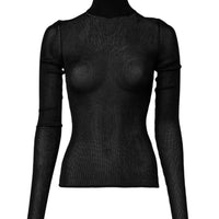 Dolce & Gabbana Black Knit Long Sleeves Turtleneck Slim Top