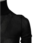 Dolce & Gabbana Black Knit Long Sleeves Turtleneck Slim Top