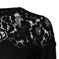 Dolce & Gabbana Black Floral Lace Long Sleeves Blouse Top