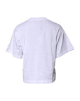 Dolce & Gabbana White Printed Round Neck Top Cotton T-shirt