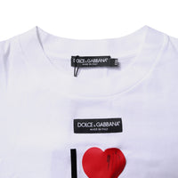 Dolce & Gabbana White Printed Round Neck Top Cotton T-shirt