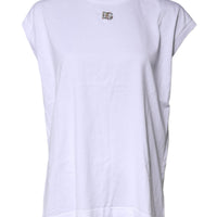 Dolce & Gabbana White Cotton Sleeveless Round Neck Tank Top