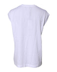 Dolce & Gabbana White Cotton Sleeveless Round Neck Tank Top