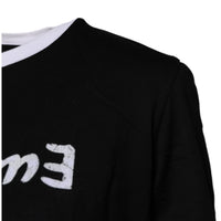 Dolce & Gabbana Black Printed Round Neck Top Cotton T-shirt