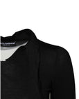 Dolce & Gabbana Black Cashmere Ascot Collar Long Sleeve Top