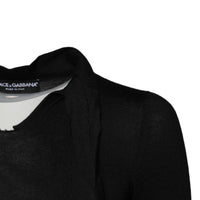 Dolce & Gabbana Black Cashmere Ascot Collar Long Sleeve Top