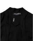 Dolce & Gabbana Black Cashmere Ascot Collar Long Sleeve Top