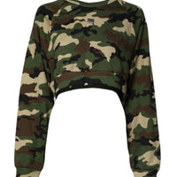 Dolce & Gabbana Multicolor Camou Cropped Sweatshirt Sweater