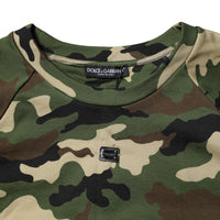 Dolce & Gabbana Multicolor Camou Cropped Sweatshirt Sweater