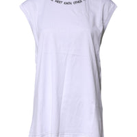 Dolce & Gabbana White Cotton Sleeveless Printed Tank T-shirt