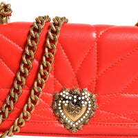 Dolce & Gabbana Red Leather Quilted Devotion Crossbody Phone Cover Bag