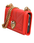 Dolce & Gabbana Red Leather Quilted Devotion Crossbody Phone Cover Bag
