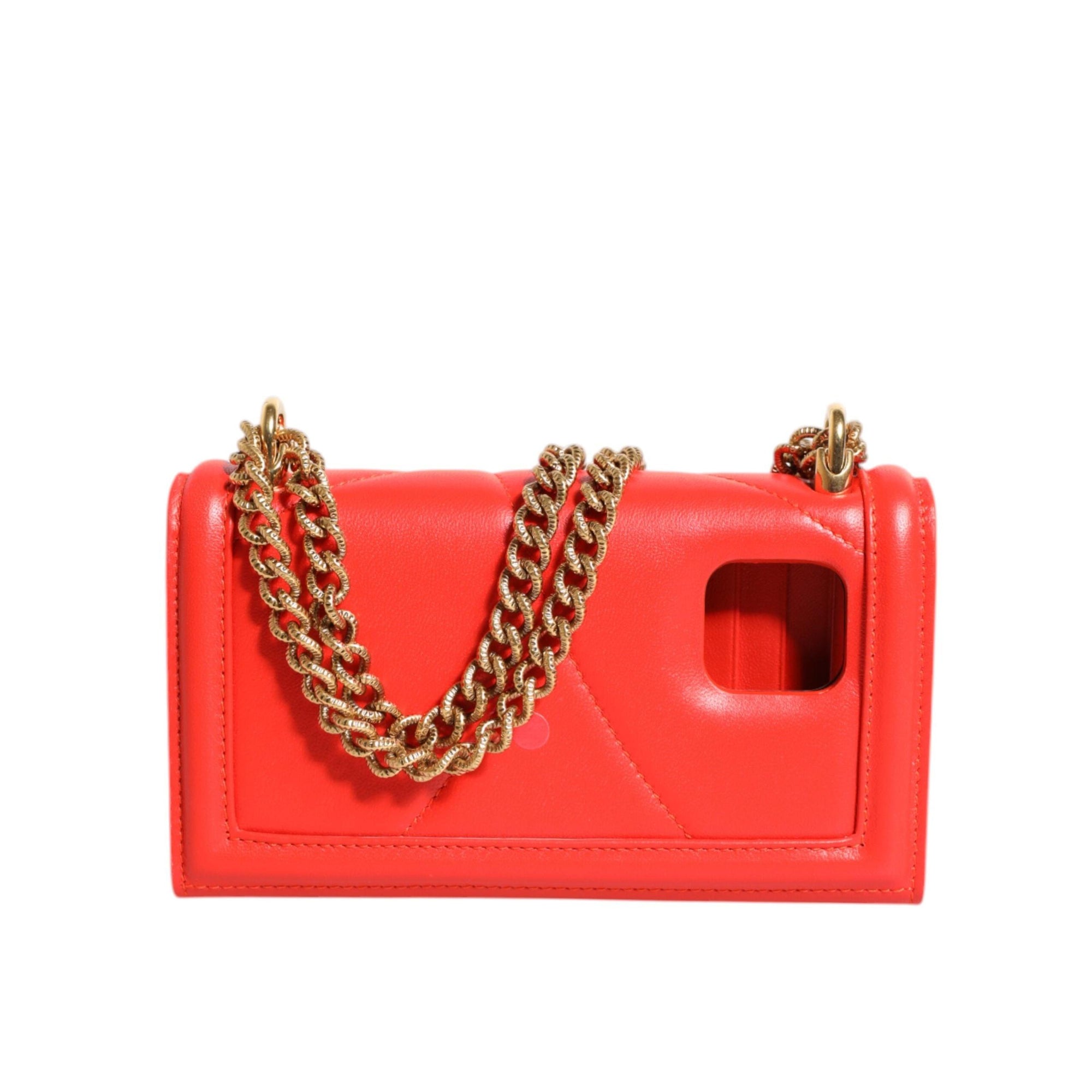 Dolce & Gabbana Red Leather Quilted Devotion Crossbody Phone Cover Bag
