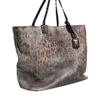 Dolce & Gabbana Brown Leopard BEATRICE Leather Logo Plaque Tote Bag