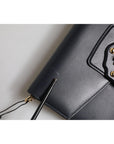 Dolce & Gabbana Black Leather Logo Gold Crossbody Purse Bag
