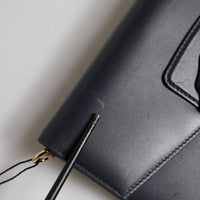 Dolce & Gabbana Black Leather Logo Gold Crossbody Purse Bag