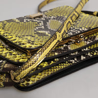 Dolce & Gabbana Green Exotic Leather DG Plaque Crossbody Clutch Bag