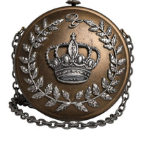 Dolce & Gabbana Gold Brass Metal DG Crown Clutch Crossbody Bag