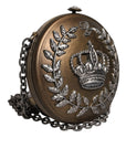 Dolce & Gabbana Gold Brass Metal DG Crown Clutch Crossbody Bag