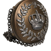 Dolce & Gabbana Gold Brass Metal DG Crown Clutch Crossbody Bag