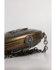 Dolce & Gabbana Gold Brass Metal DG Crown Clutch Crossbody Bag