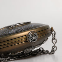 Dolce & Gabbana Gold Brass Metal DG Crown Clutch Crossbody Bag
