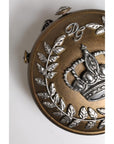 Dolce & Gabbana Gold Brass Metal DG Crown Clutch Crossbody Bag