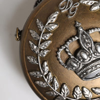 Dolce & Gabbana Gold Brass Metal DG Crown Clutch Crossbody Bag