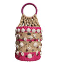 Dolce & Gabbana Multicolor Bucket Raffia Seashells Crystals Handbag Bag