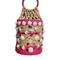 Dolce & Gabbana Multicolor Bucket Raffia Seashells Crystals Handbag Bag