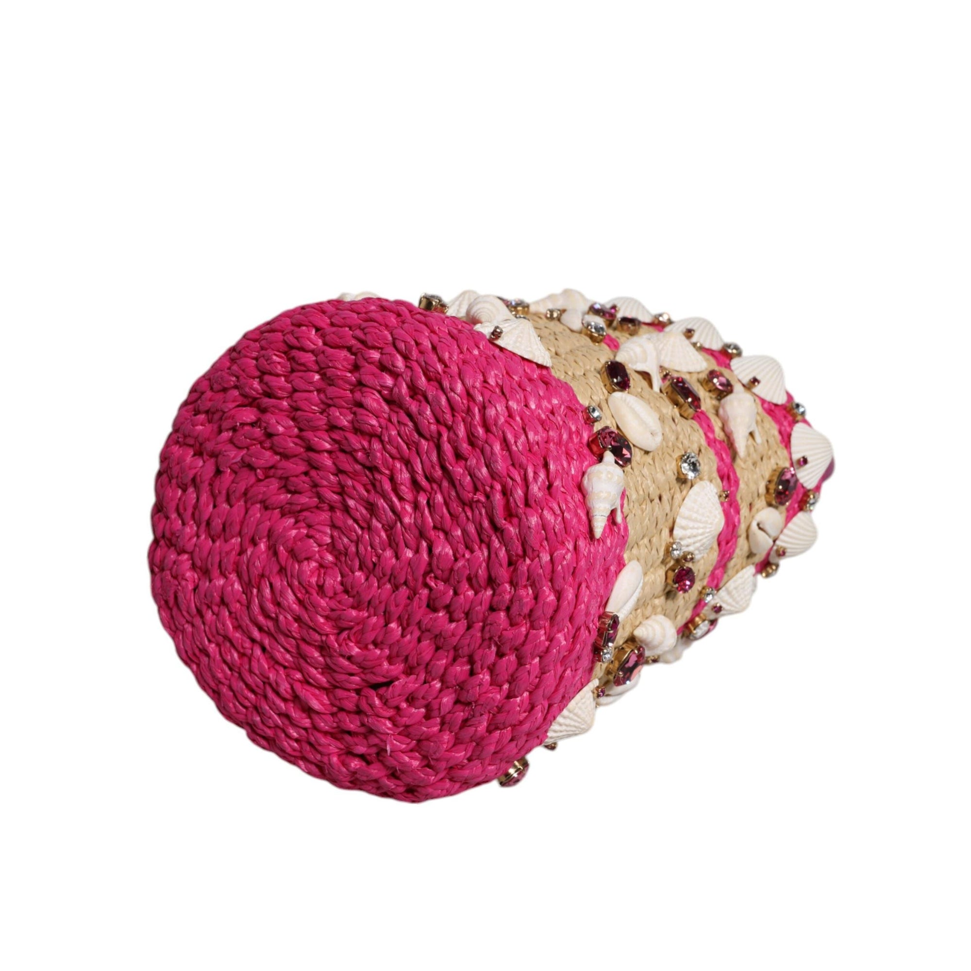 Dolce & Gabbana Multicolor Bucket Raffia Seashells Crystals Handbag Bag