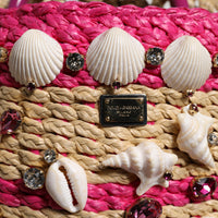 Dolce & Gabbana Multicolor Bucket Raffia Seashells Crystals Handbag Bag