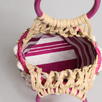 Dolce & Gabbana Multicolor Bucket Raffia Seashells Crystals Handbag Bag