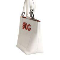 Dolce & Gabbana White Leather #DG BEATRICE Top Handle Tote Bag