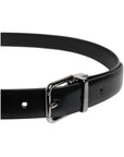 Dolce & Gabbana Black Solid Leather Classic Waist Buckle Belt