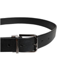 Dolce & Gabbana Black Leather Classic Metal Waist Buckle Belt