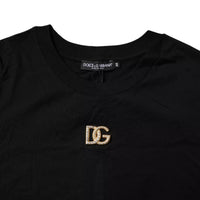 Dolce & Gabbana Black DG Embellished Cotton Crew Neck T-shirt