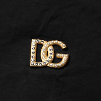Dolce & Gabbana Black DG Embellished Cotton Crew Neck T-shirt