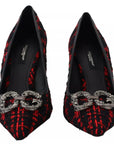 Dolce & Gabbana Red Black Tweed DG Amore Heels Pumps Shoes