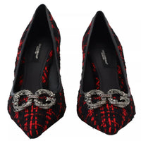 Dolce & Gabbana Red Black Tweed DG Amore Heels Pumps Shoes