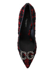 Dolce & Gabbana Red Black Tweed DG Amore Heels Pumps Shoes