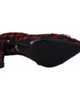 Dolce & Gabbana Red Black Tweed DG Amore Heels Pumps Shoes