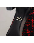 Dolce & Gabbana Red Black Tweed DG Amore Heels Pumps Shoes