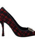 Dolce & Gabbana Red Black Tweed DG Amore Heels Pumps Shoes