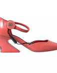 Dolce & Gabbana Peach Leather Ankle Strap Heels Sandals Shoes