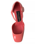 Dolce & Gabbana Peach Leather Ankle Strap Heels Sandals Shoes