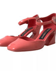 Dolce & Gabbana Peach Leather Ankle Strap Heels Sandals Shoes
