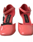 Dolce & Gabbana Peach Leather Ankle Strap Heels Sandals Shoes