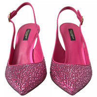 Dolce & Gabbana Pink Slingbacks Crystal Pumps Shoes